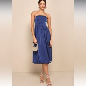 Lulu's Royal Blue Strapless Midi Dress